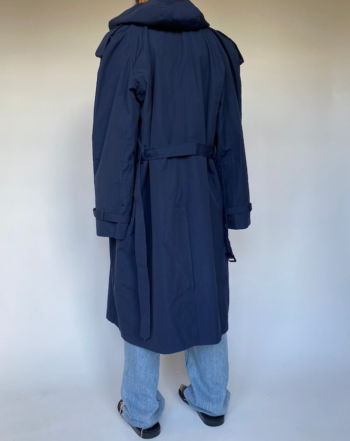 VINTAGE NAVY LONG OVERSIZED TRENCH COAT 1829