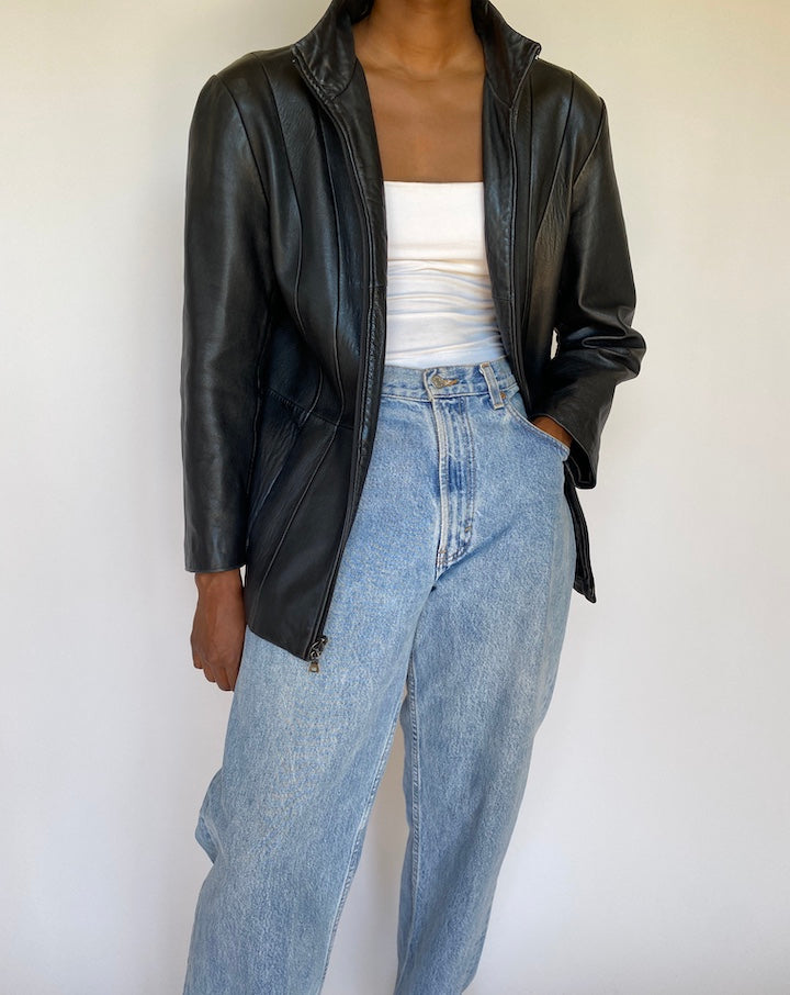 VINTAGE BLACK LEATHER JACKET 3698