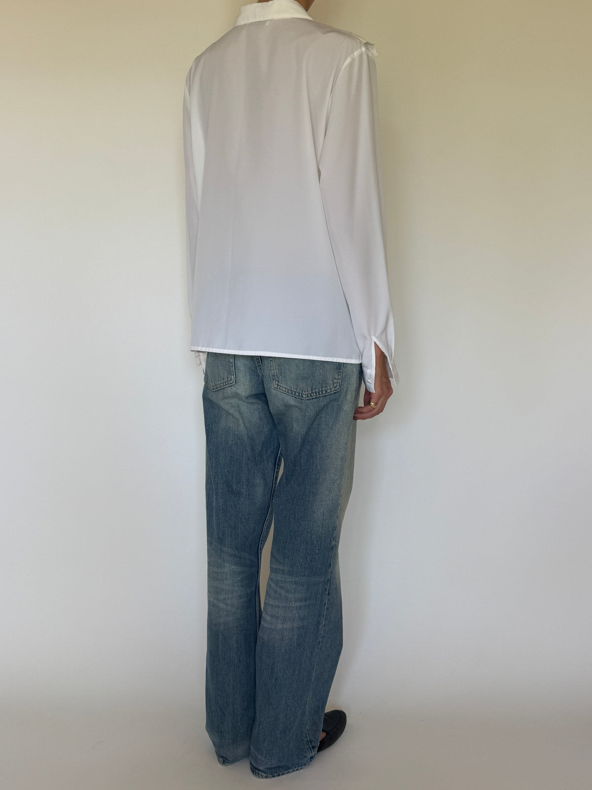 Vintage white embroidered blouse back view