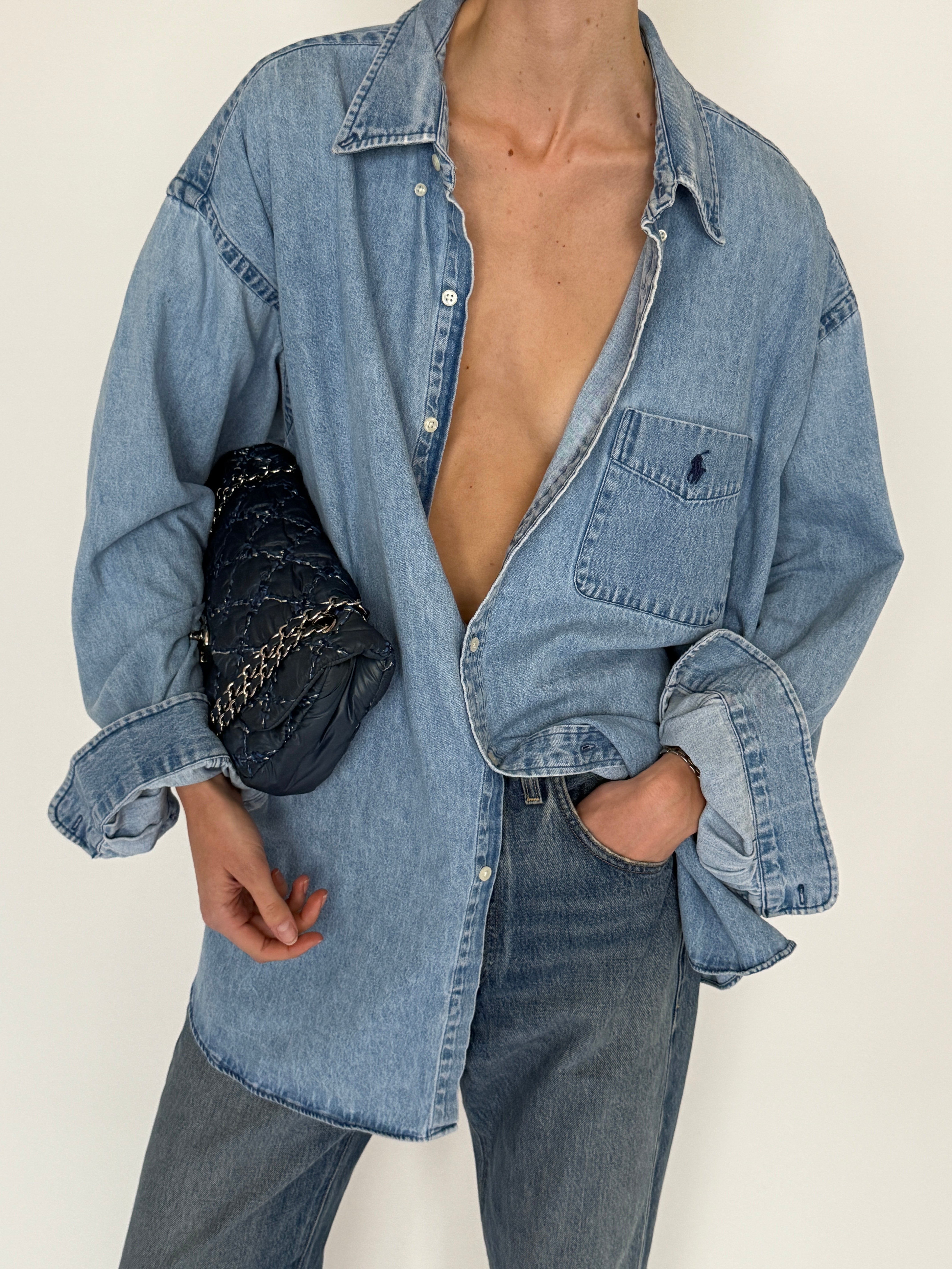 Vintage Ralph Lauren denim shirt button front detail