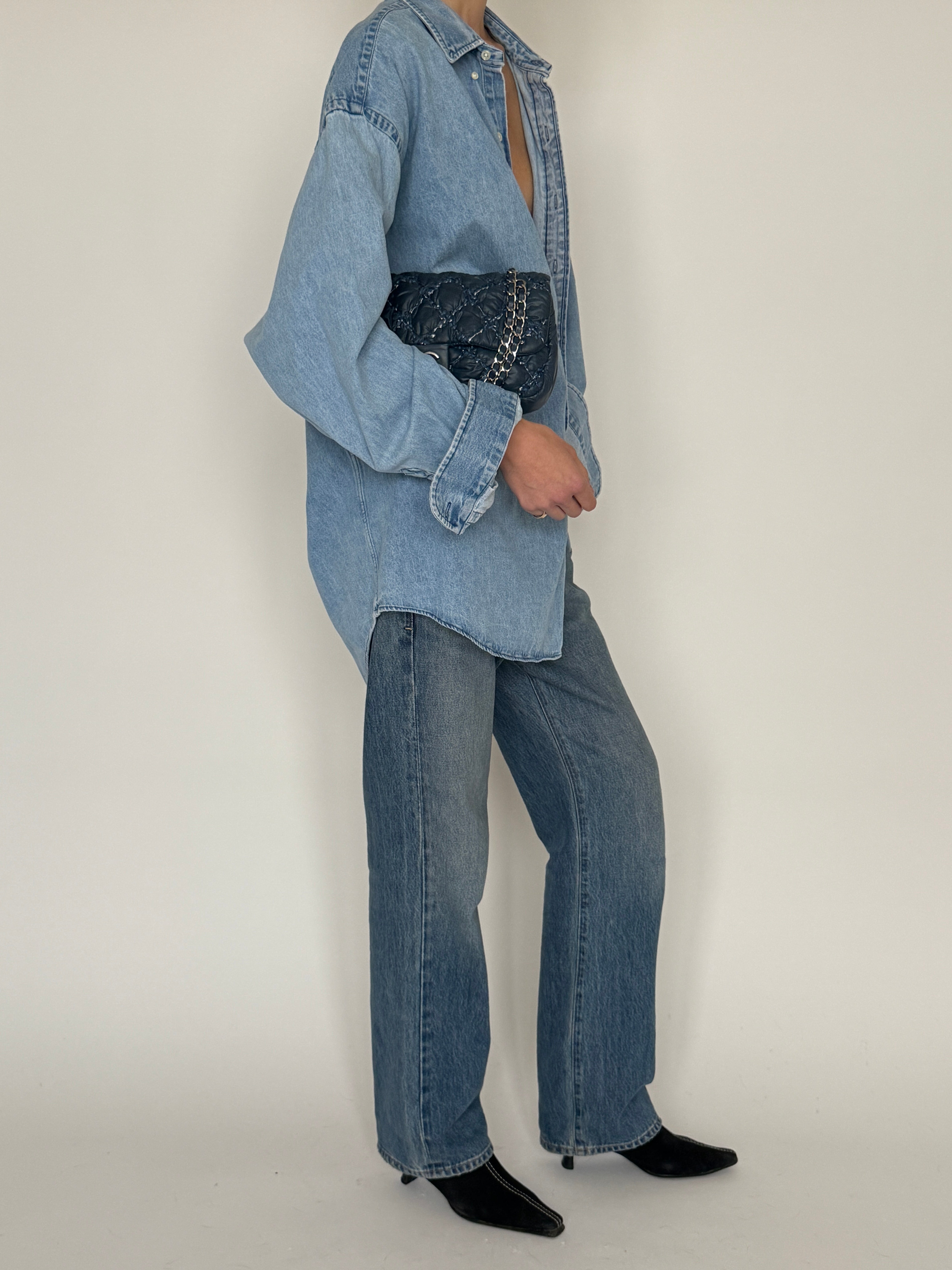 Vintage Ralph Lauren denim shirt oversized silhouette side view