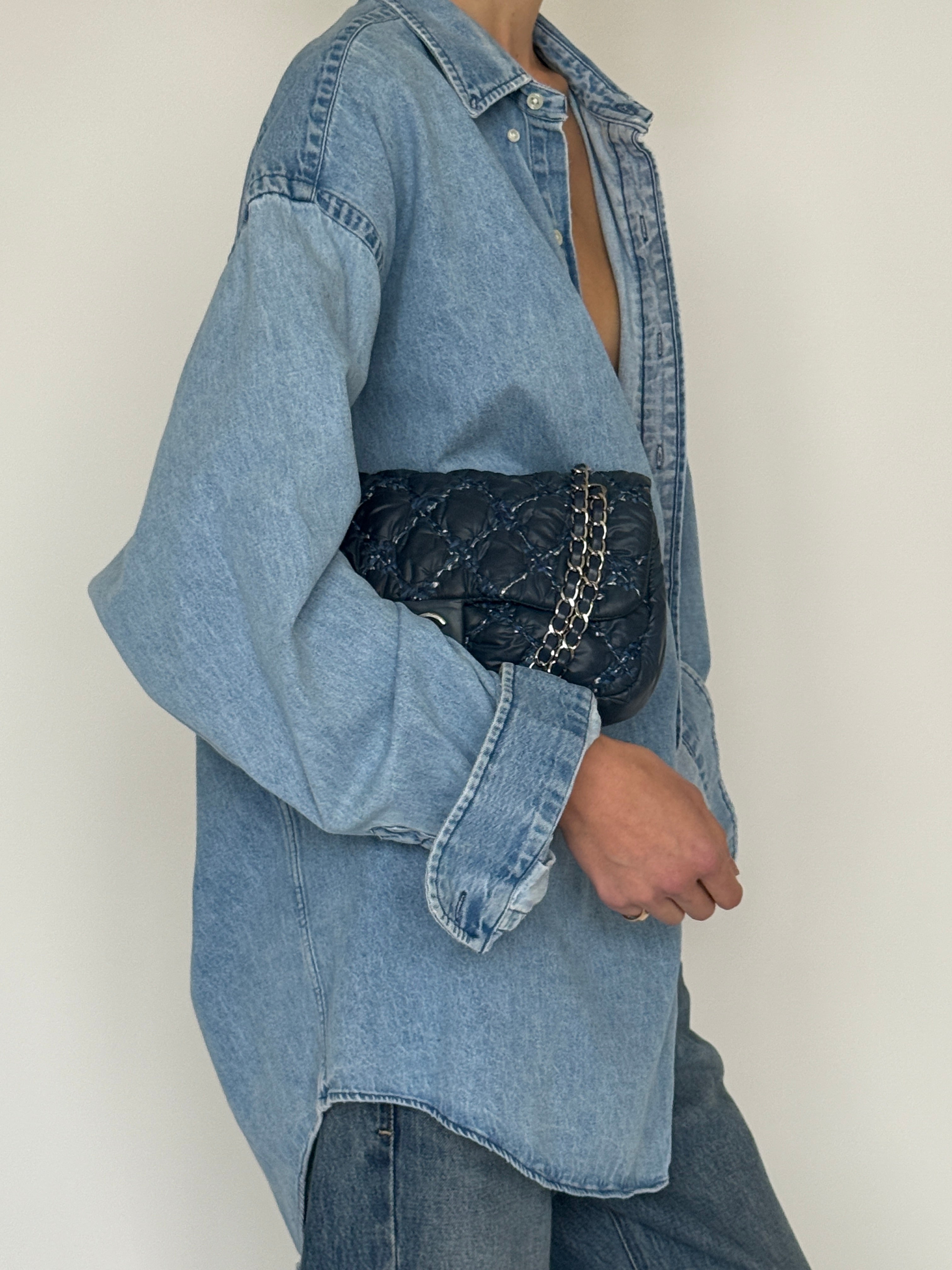 Vintage Ralph Lauren denim shirt oversized silhouette side view