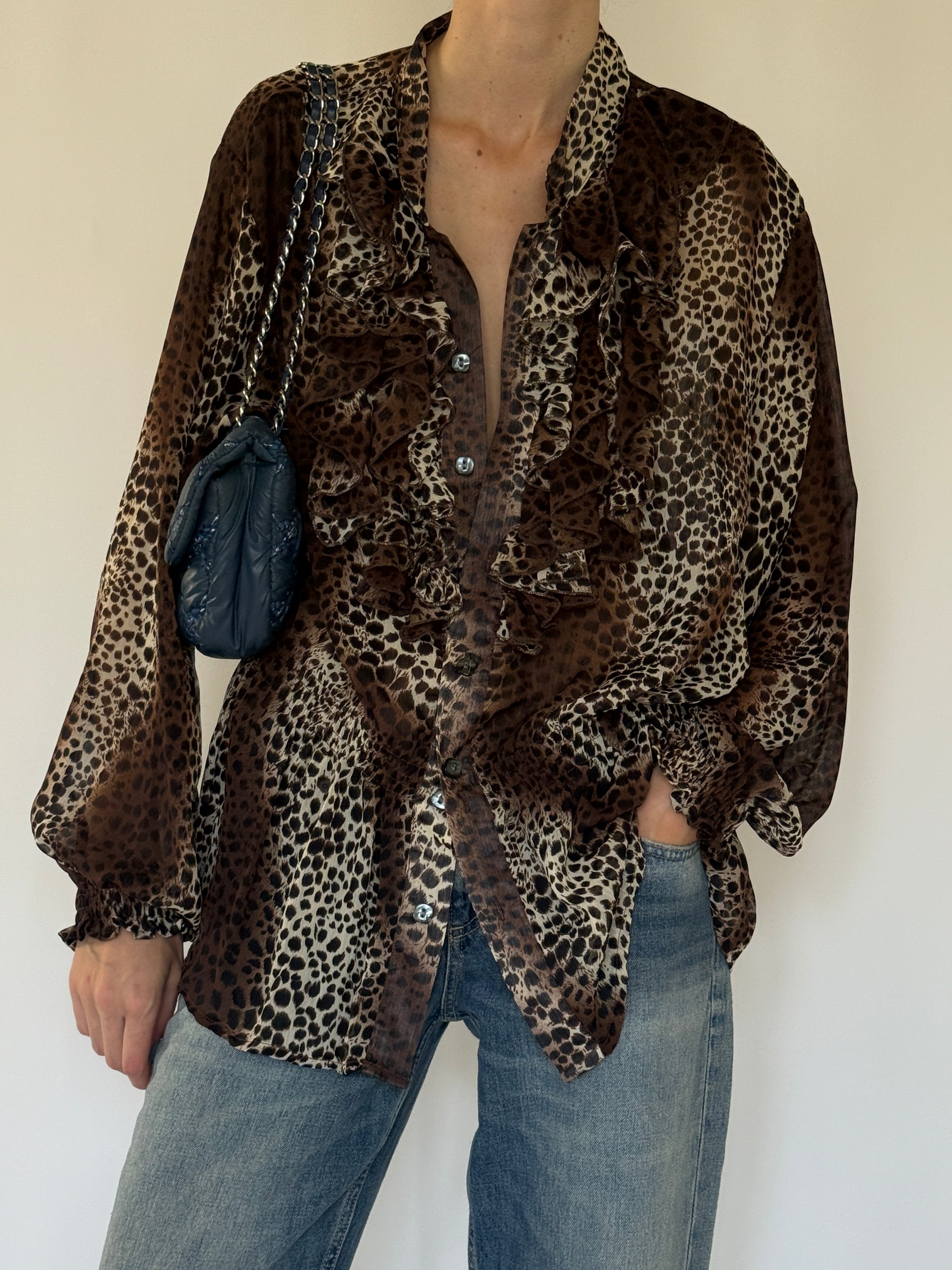 Vintage animal print blouse front view