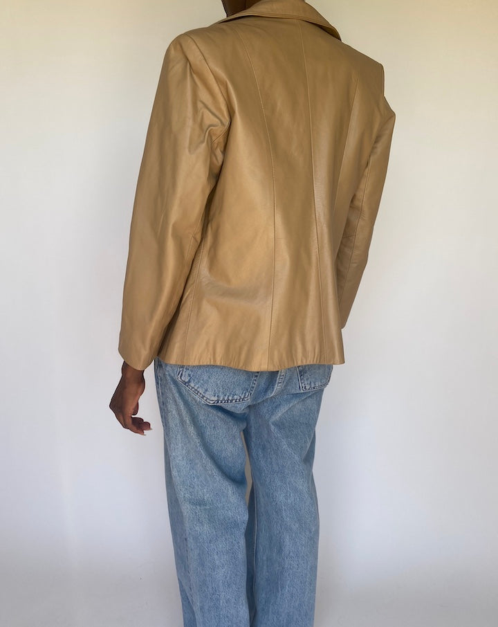 VINTAGE BEIGE LEATHER JACKET 3702