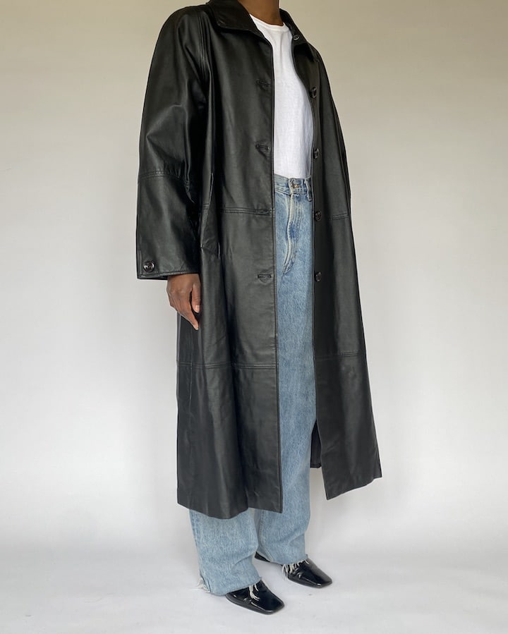 VINTAGE OVERSIZED LONG LEATHER JACKET 4893