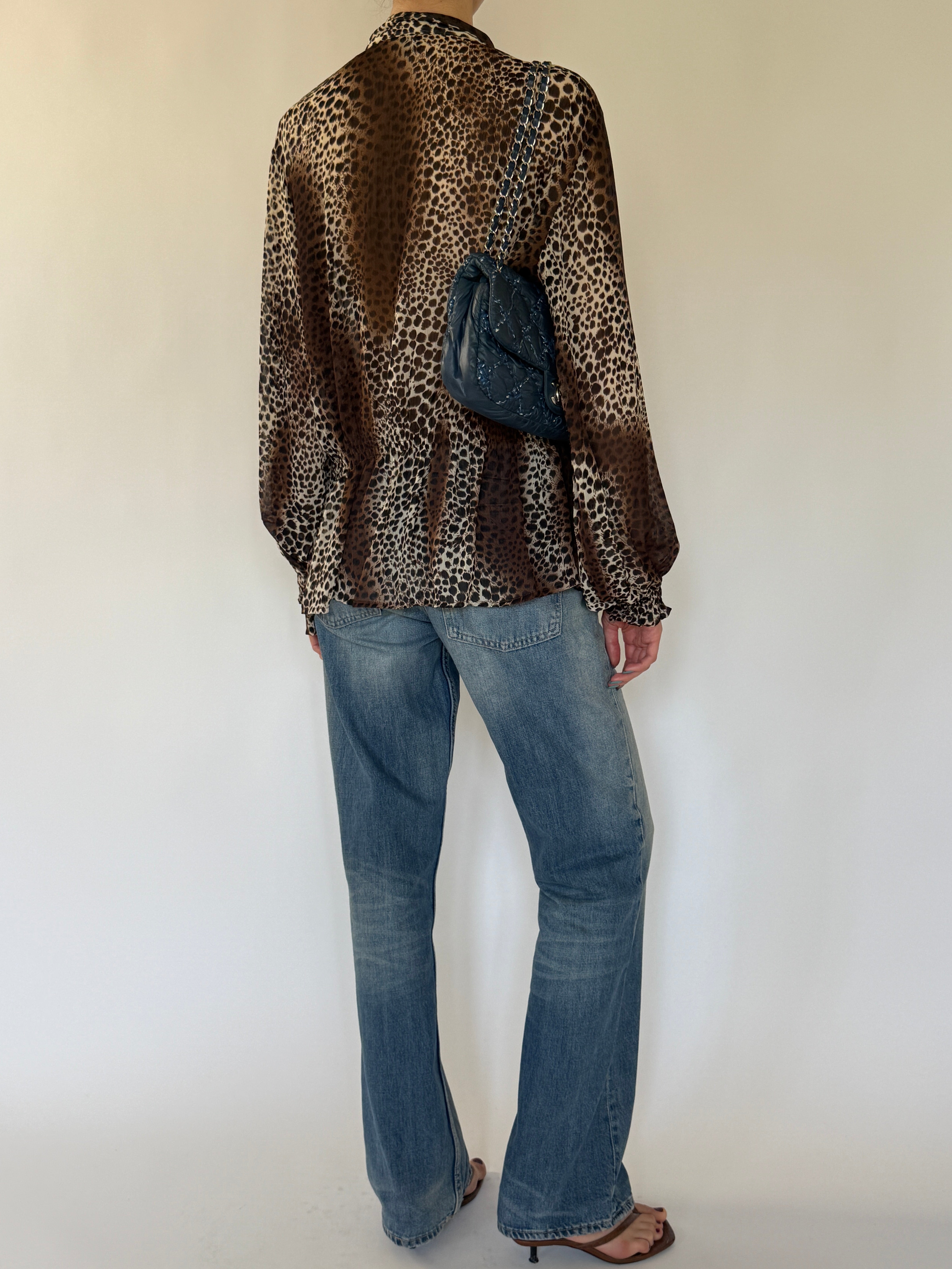 Vintage animal print blouse back view