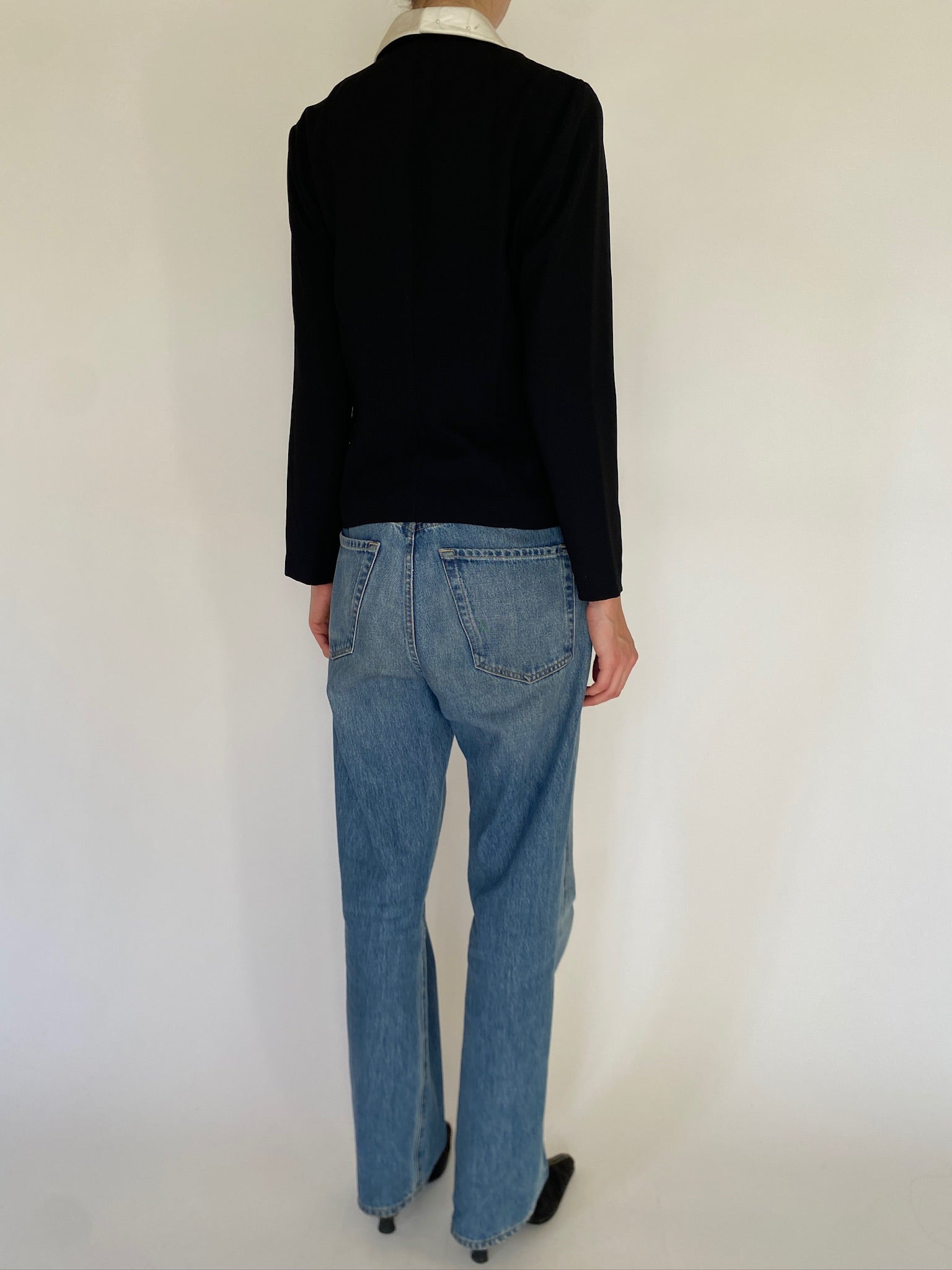 Vintage black blazer back view clean tailored design