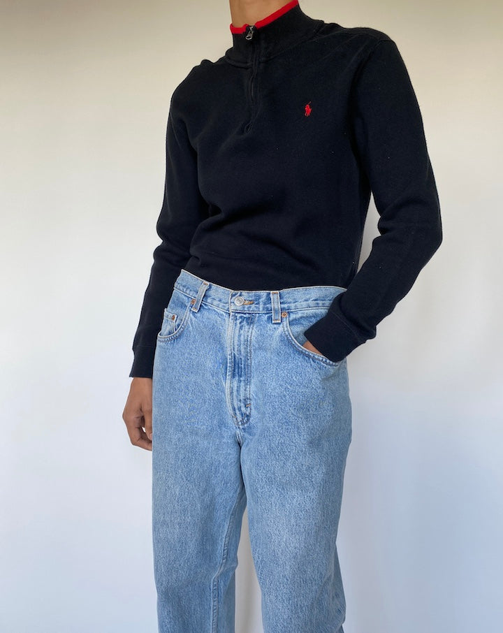 VINTAGE BLACK RALPH LAUREN PULLOVER 1916