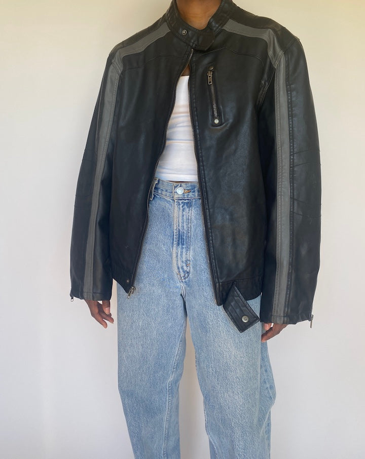 VINTAGE BLACK MOTO LEATHER JACKET 3705