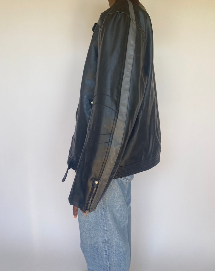 VINTAGE BLACK MOTO LEATHER JACKET 3705
