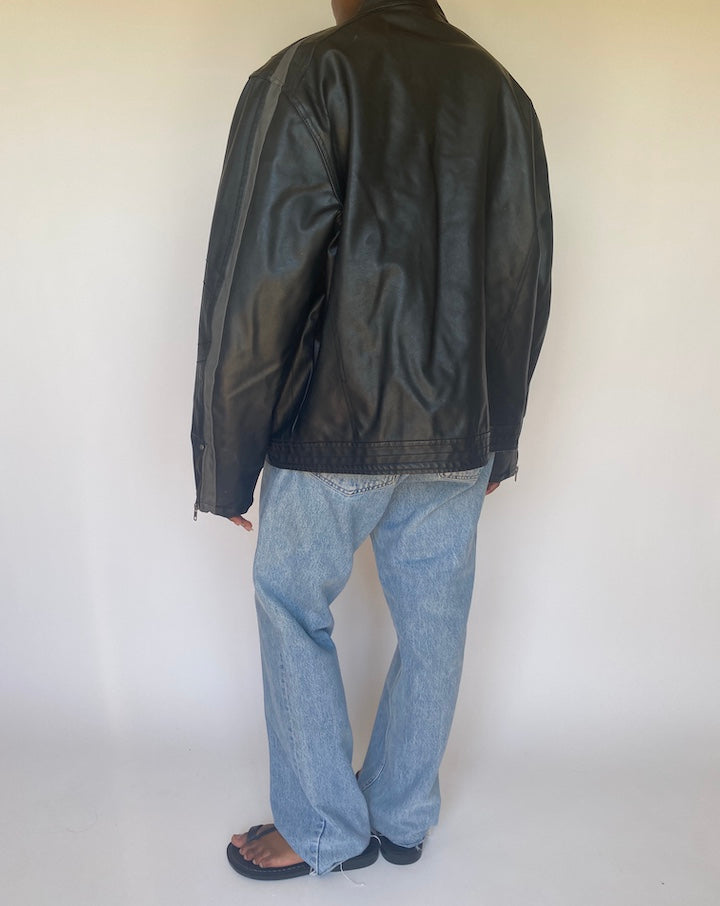 VINTAGE BLACK MOTO LEATHER JACKET 3705