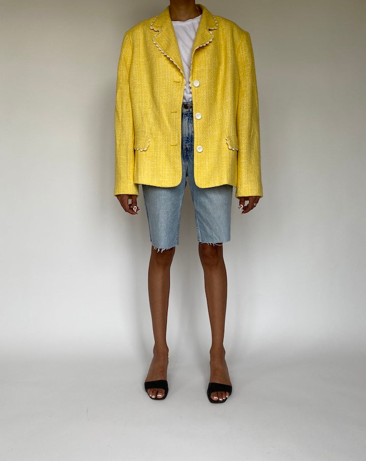 VINTAGE YELLOW TWEED BLAZER 827