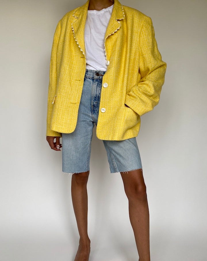 VINTAGE YELLOW TWEED BLAZER 827