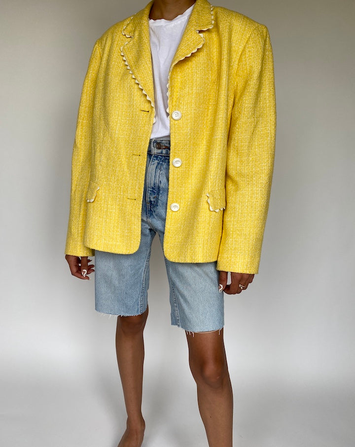VINTAGE YELLOW TWEED BLAZER 827