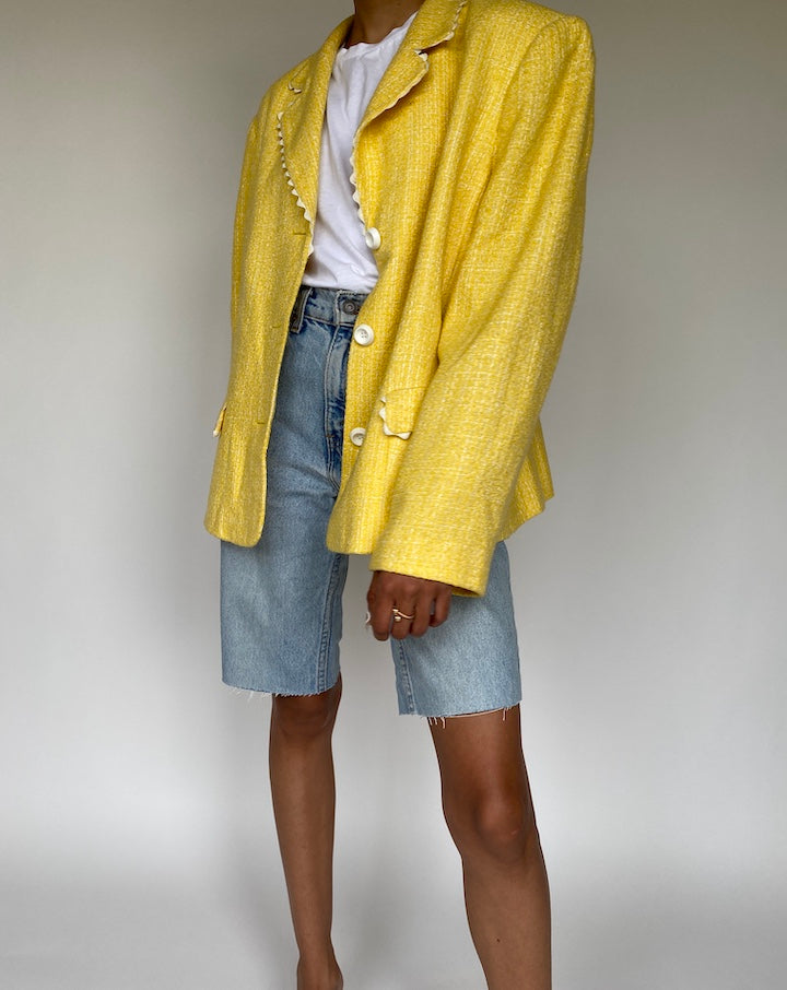 VINTAGE YELLOW TWEED BLAZER 827
