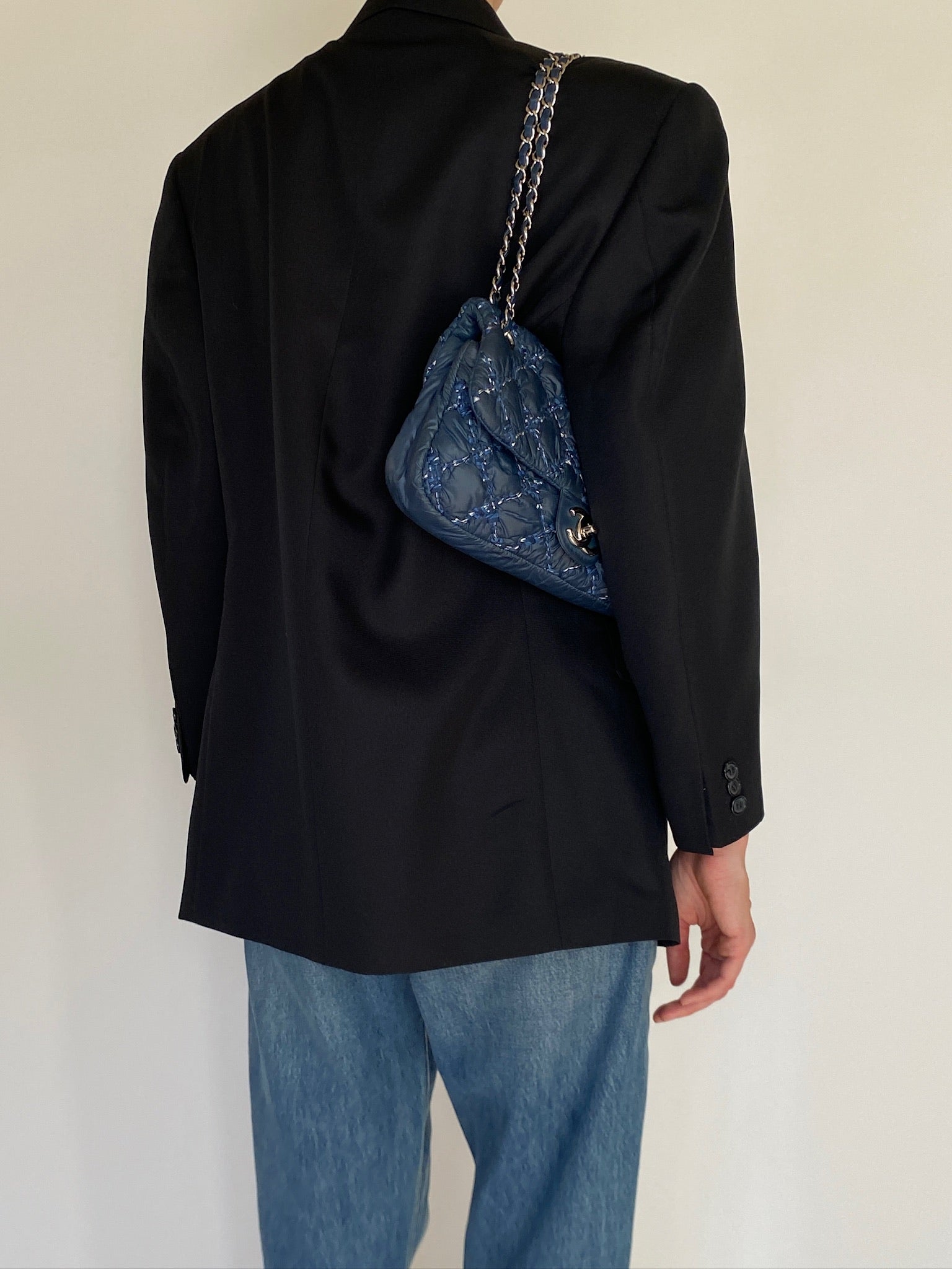 Vintage black structured blazer back view
