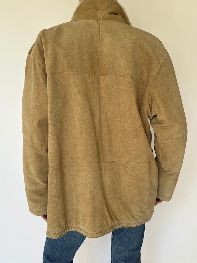 Vintage Beige Suede Leather Jacket 4496