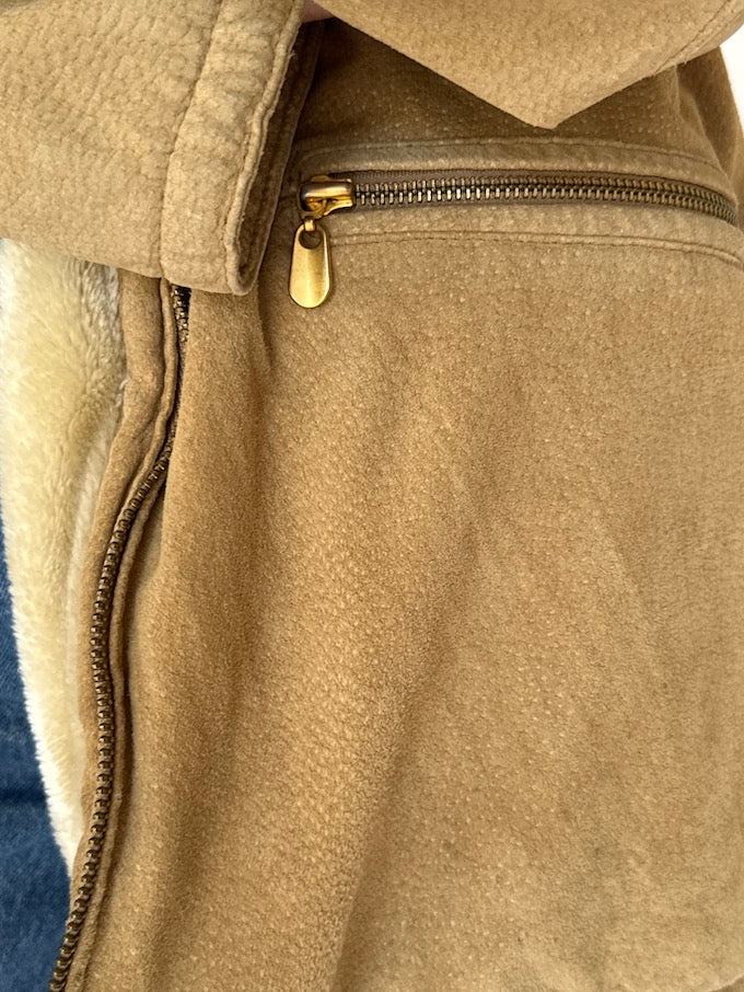 Vintage Beige Suede Leather Jacket 4496