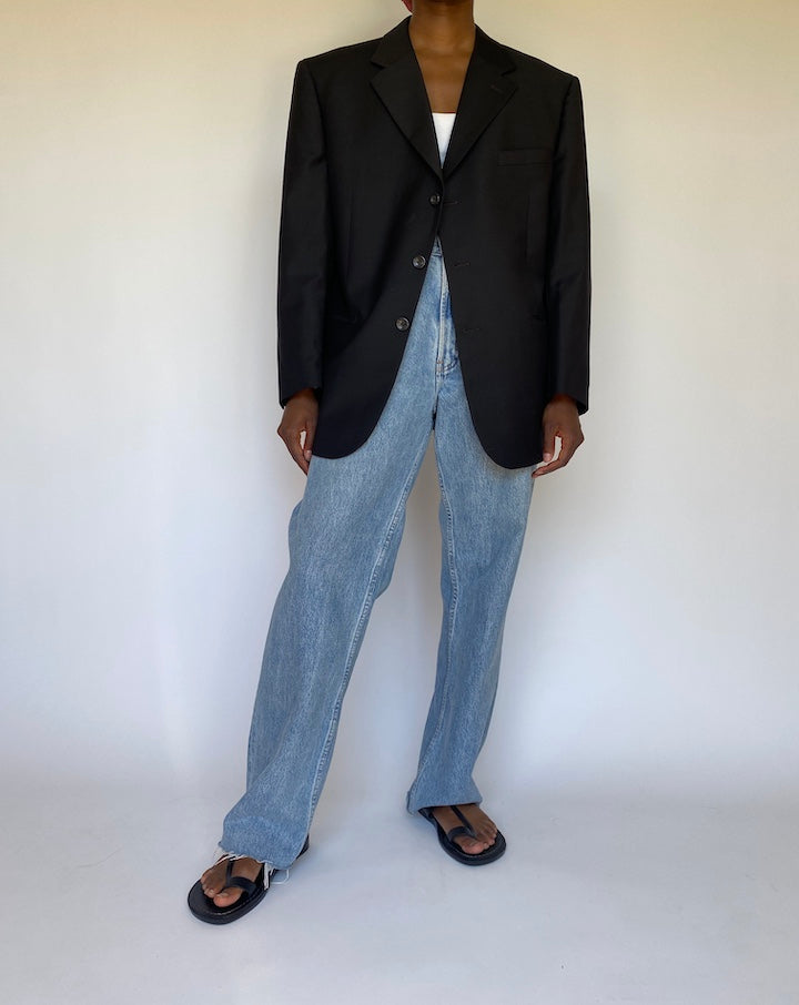 VINTAGE BLACK WOOL BLAZER 3708