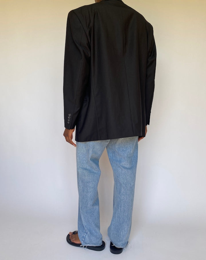 VINTAGE BLACK WOOL BLAZER 3708