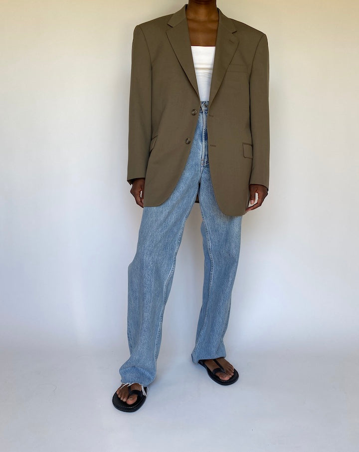 VINTAGE DARK BEIGE SINGLE BREASTED BLAZER 3709