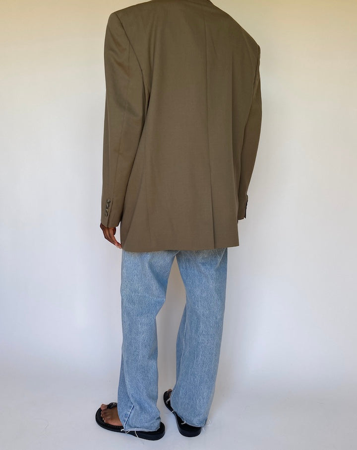 VINTAGE DARK BEIGE SINGLE BREASTED BLAZER 3709