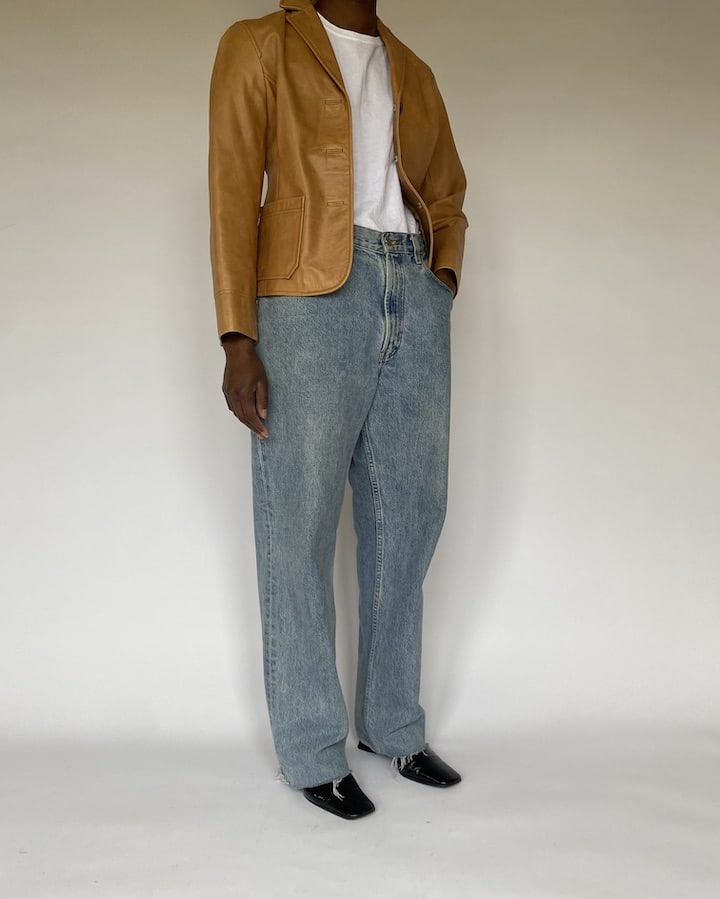 VINTAGE BEIGE LEATHER JACKET 4896