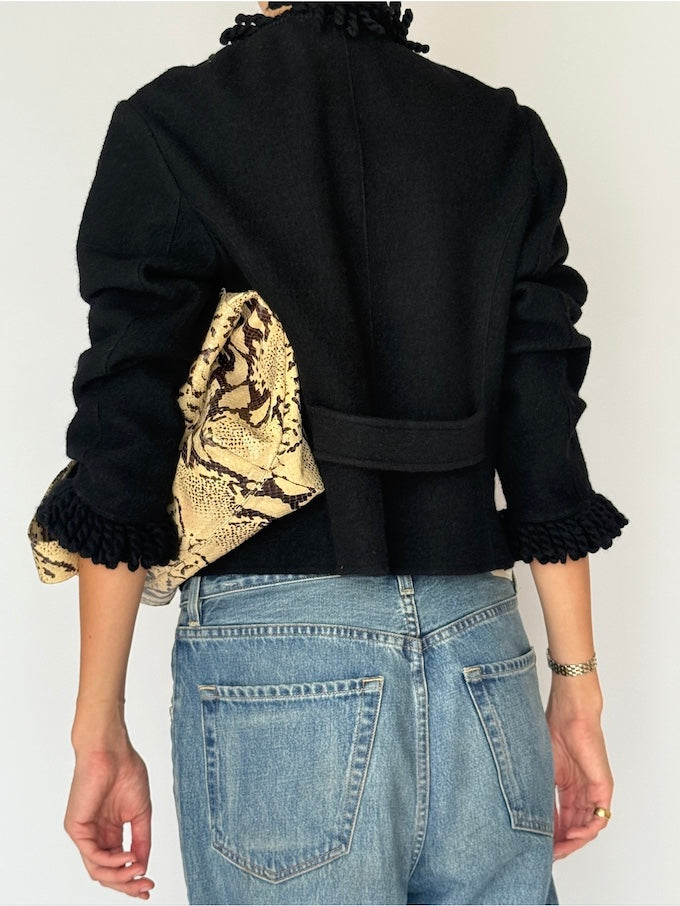 Vintage Textured Wool Jacket/Cardigan Black 6458