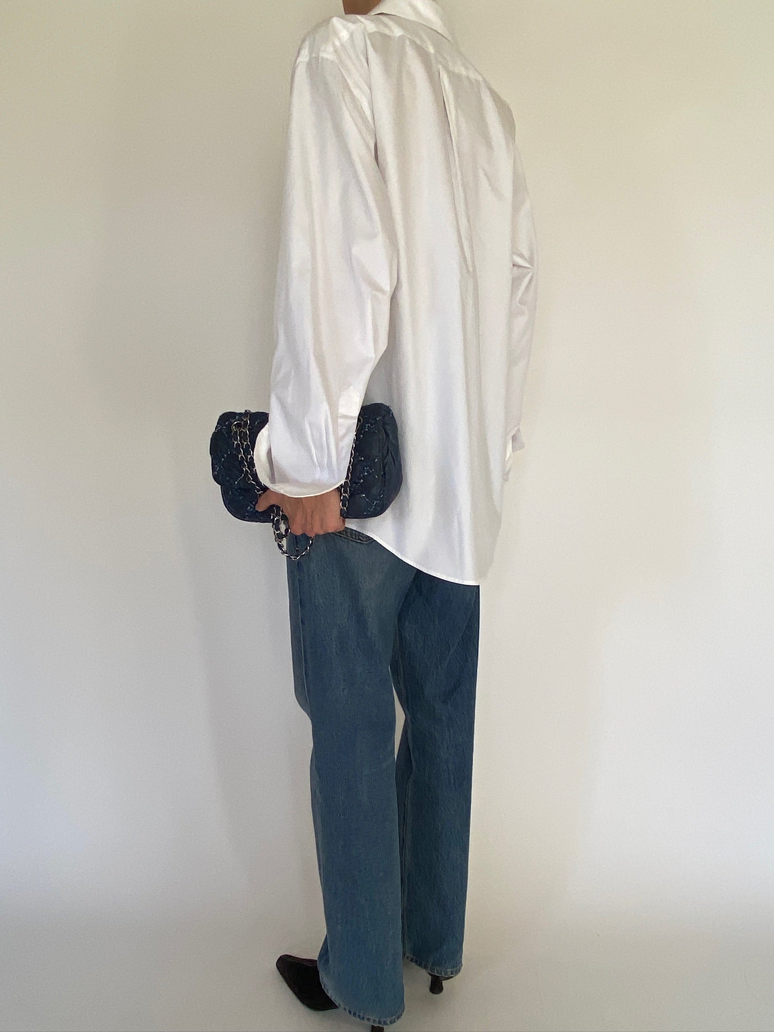 Vintage white cotton blend shirt back view