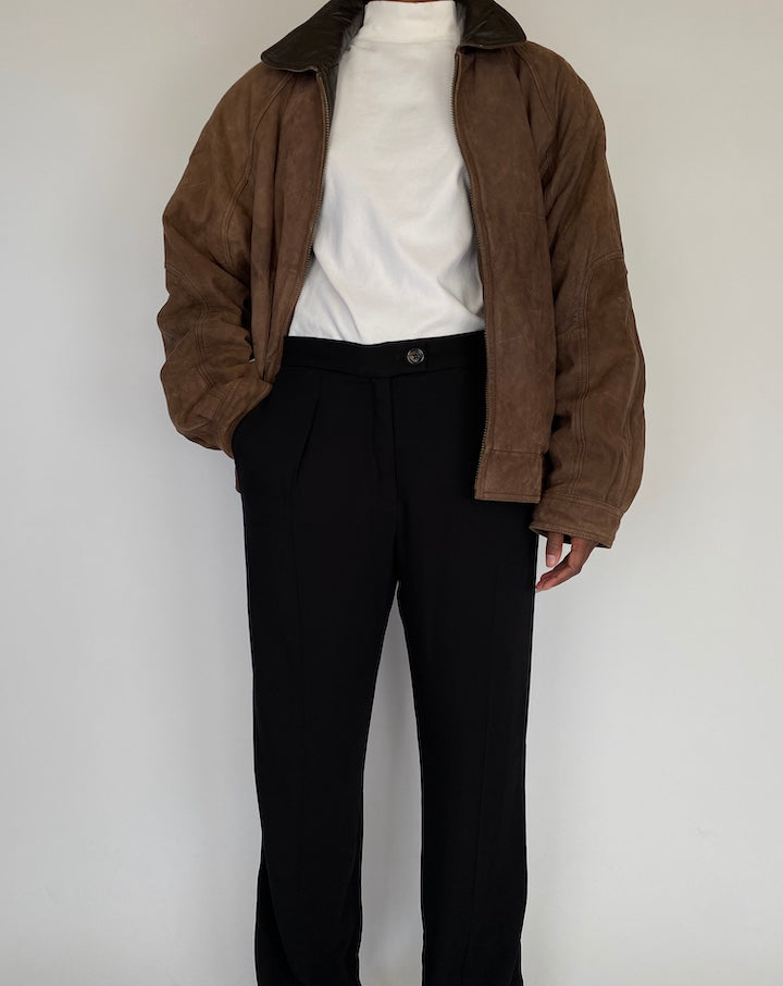 VINTAGE OVERSIZED BROWN LEATHER JACKET 2119