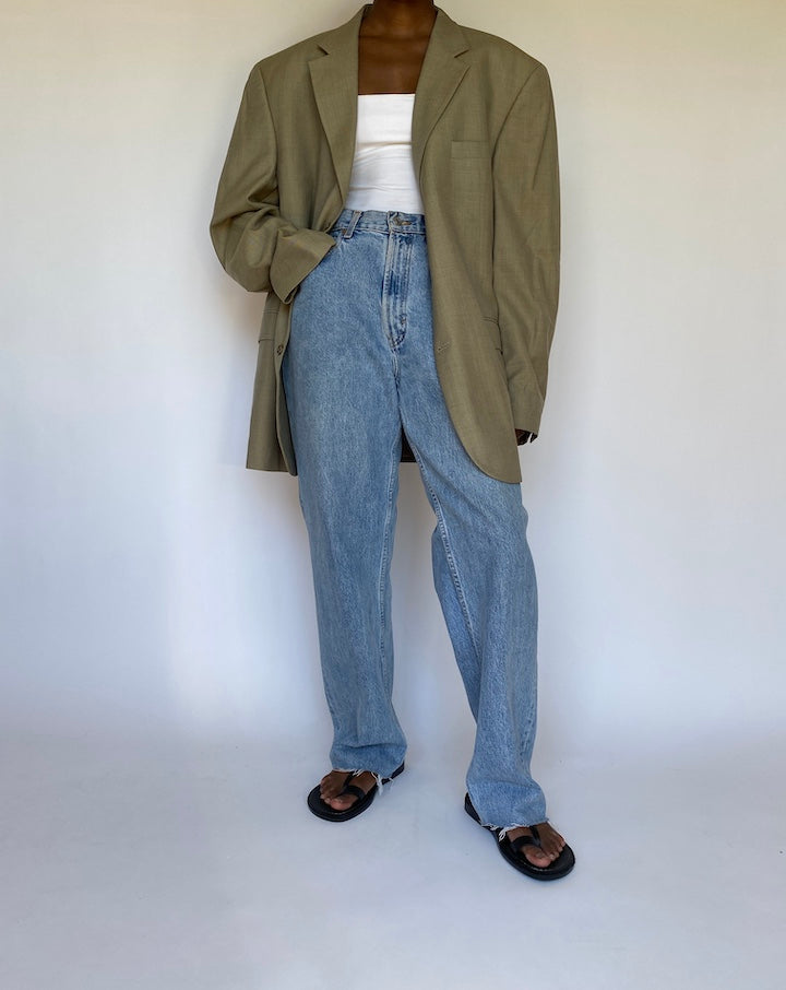 VINTAGE OVERSIZED BEIGE WOOL BLAZER 3712