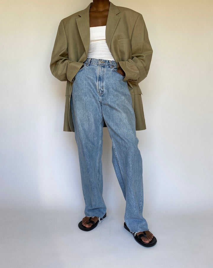 VINTAGE OVERSIZED BEIGE WOOL BLAZER 3712