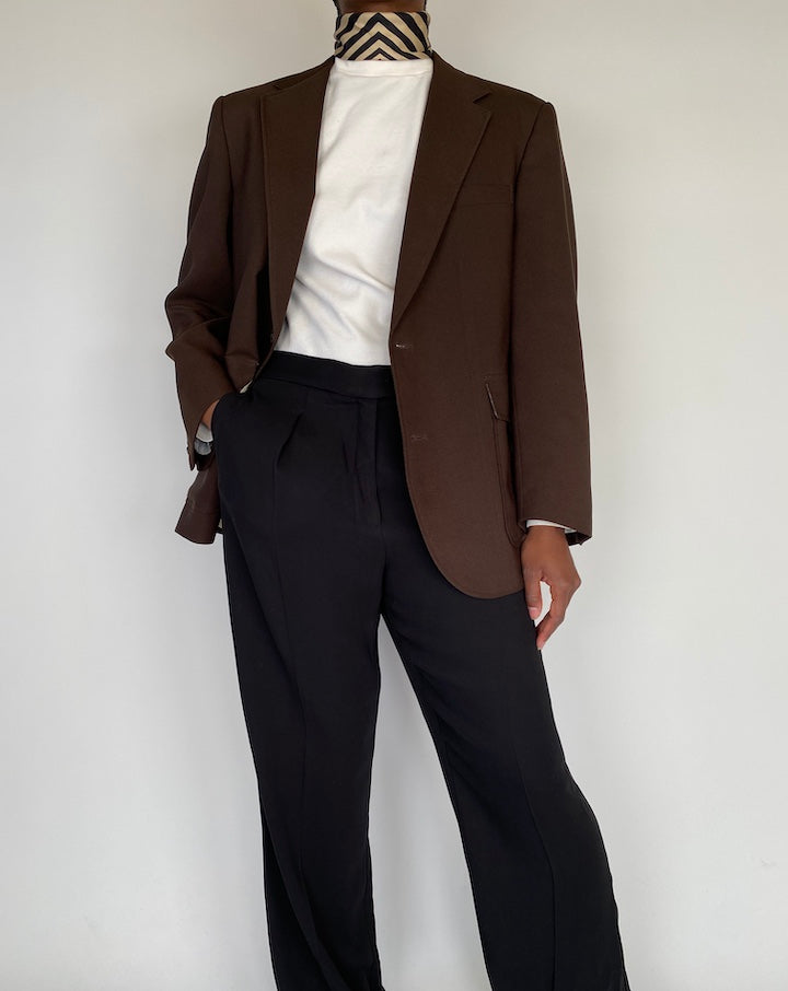 VINTAGE BROWN SINGLE BREASTED BLAZER 2121