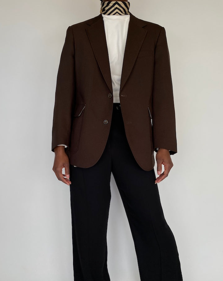 VINTAGE BROWN SINGLE BREASTED BLAZER