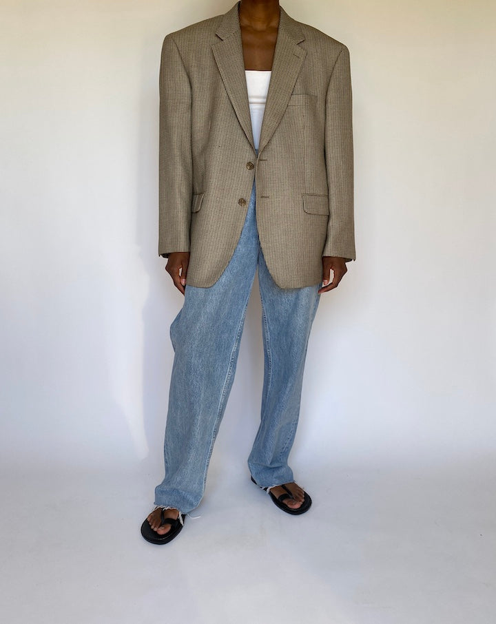 VINTAGE BEIGE HOUNDSTOOTH BLAZER 3715