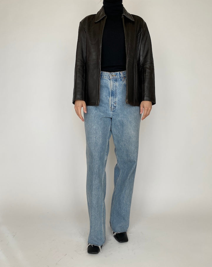 VINTAGE DARK BROWN LEATHER JACKET 4170