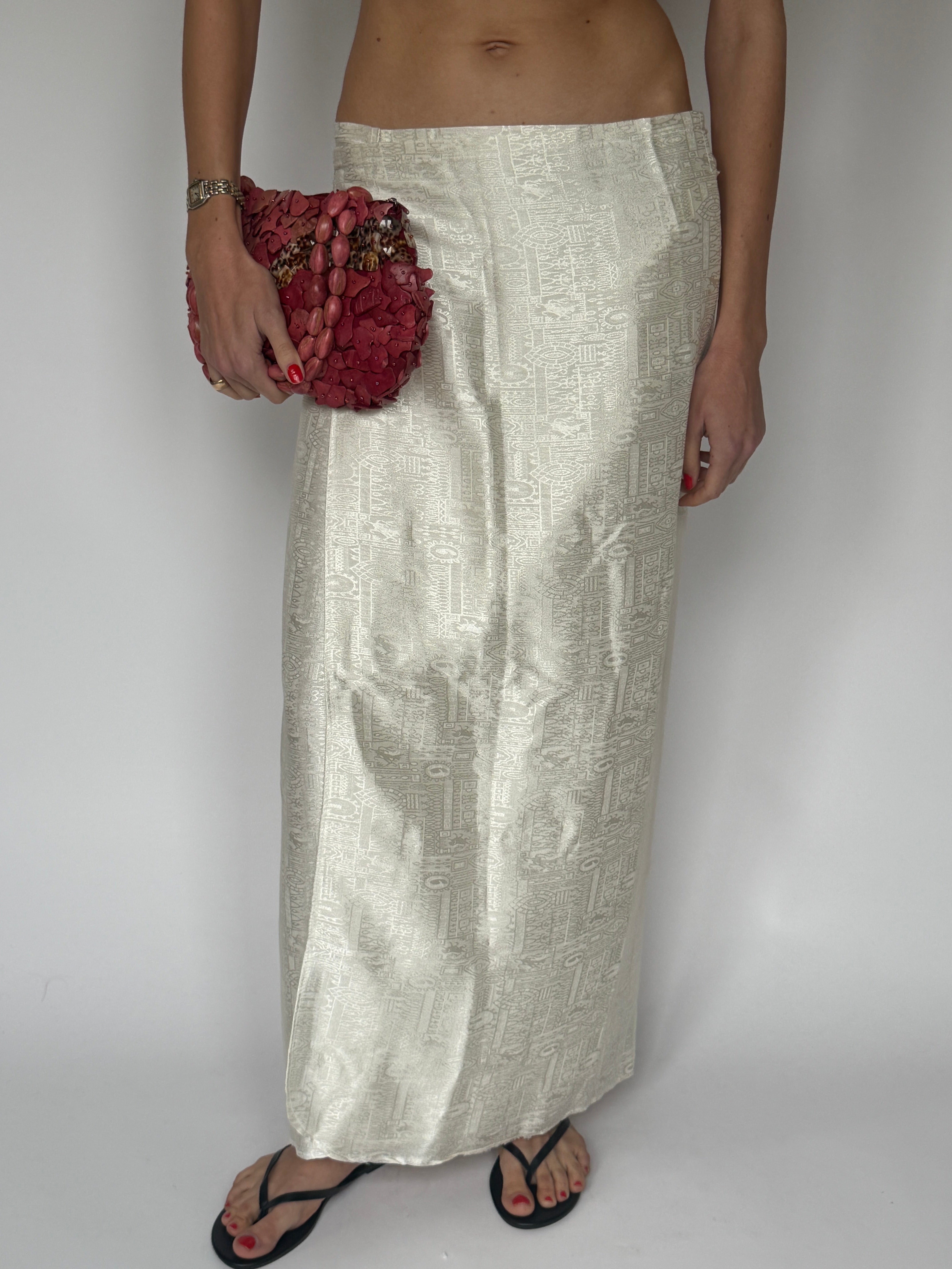 Vintage Jacquard rap Skirt Cream 7100