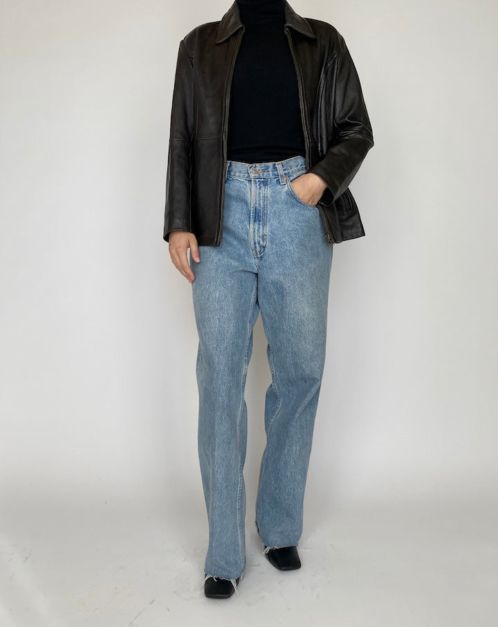 VINTAGE DARK BROWN LEATHER JACKET 4170