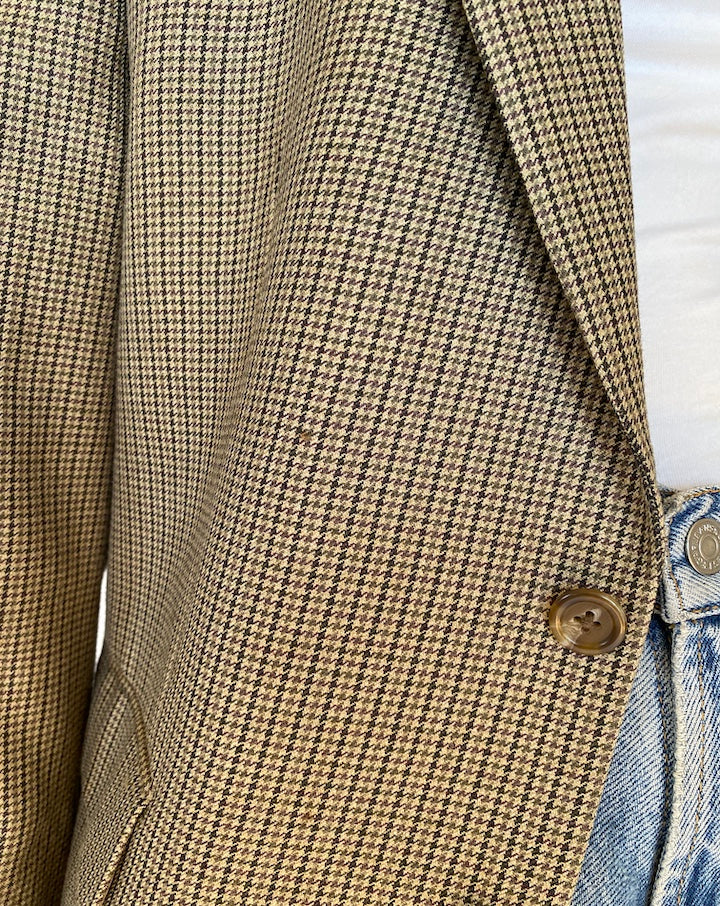 VINTAGE BEIGE HOUNDSTOOTH BLAZER 3715