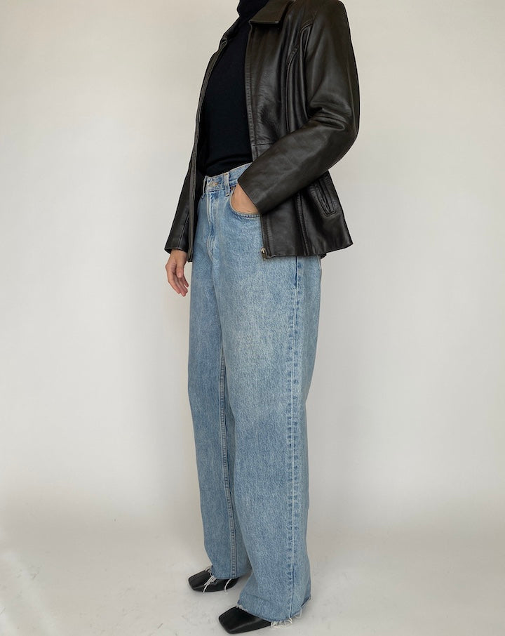 VINTAGE DARK BROWN LEATHER JACKET 4170