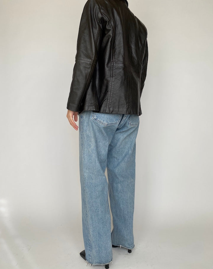 VINTAGE DARK BROWN LEATHER JACKET 4170