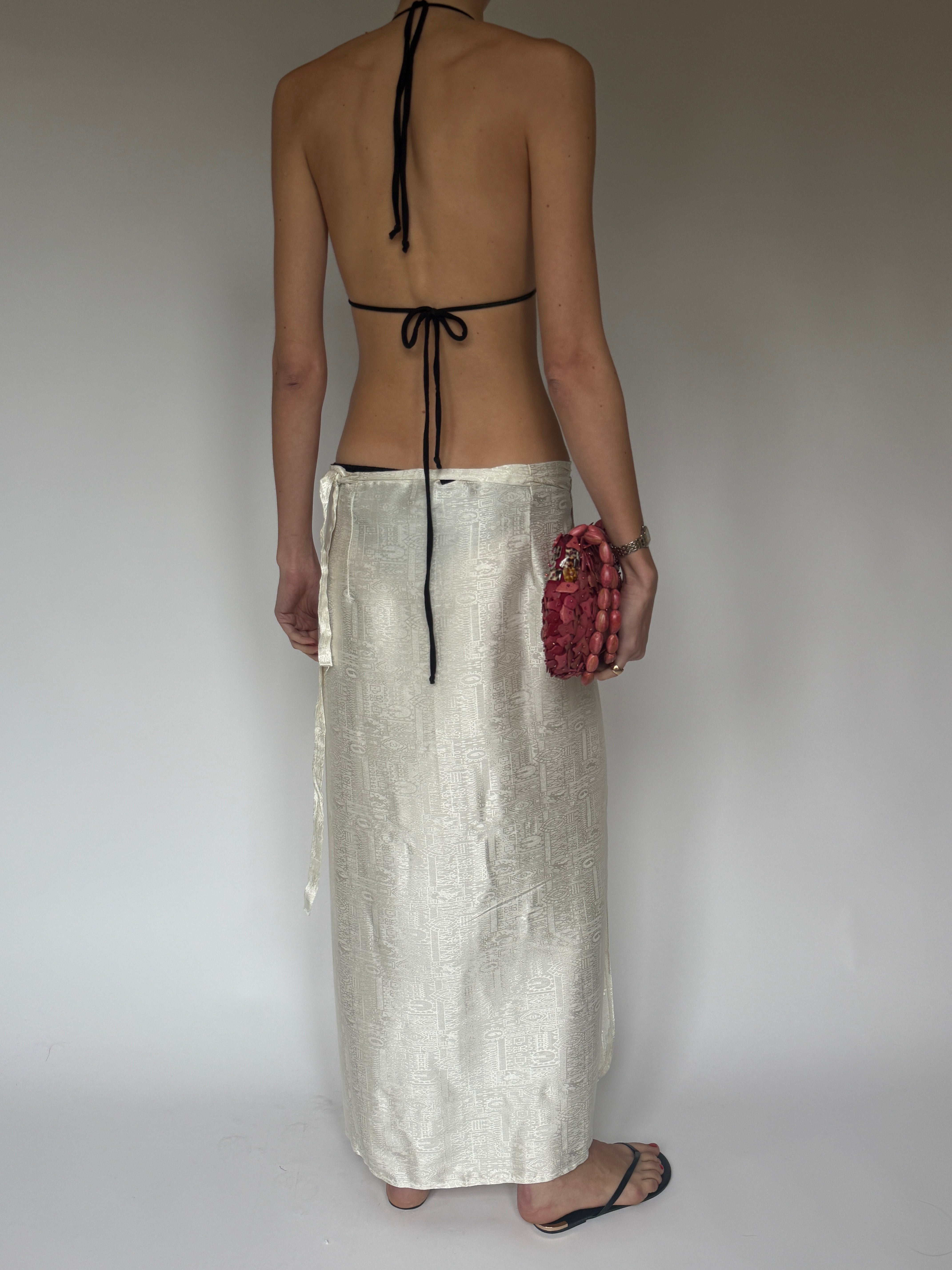 Vintage Jacquard rap Skirt Cream 7100
