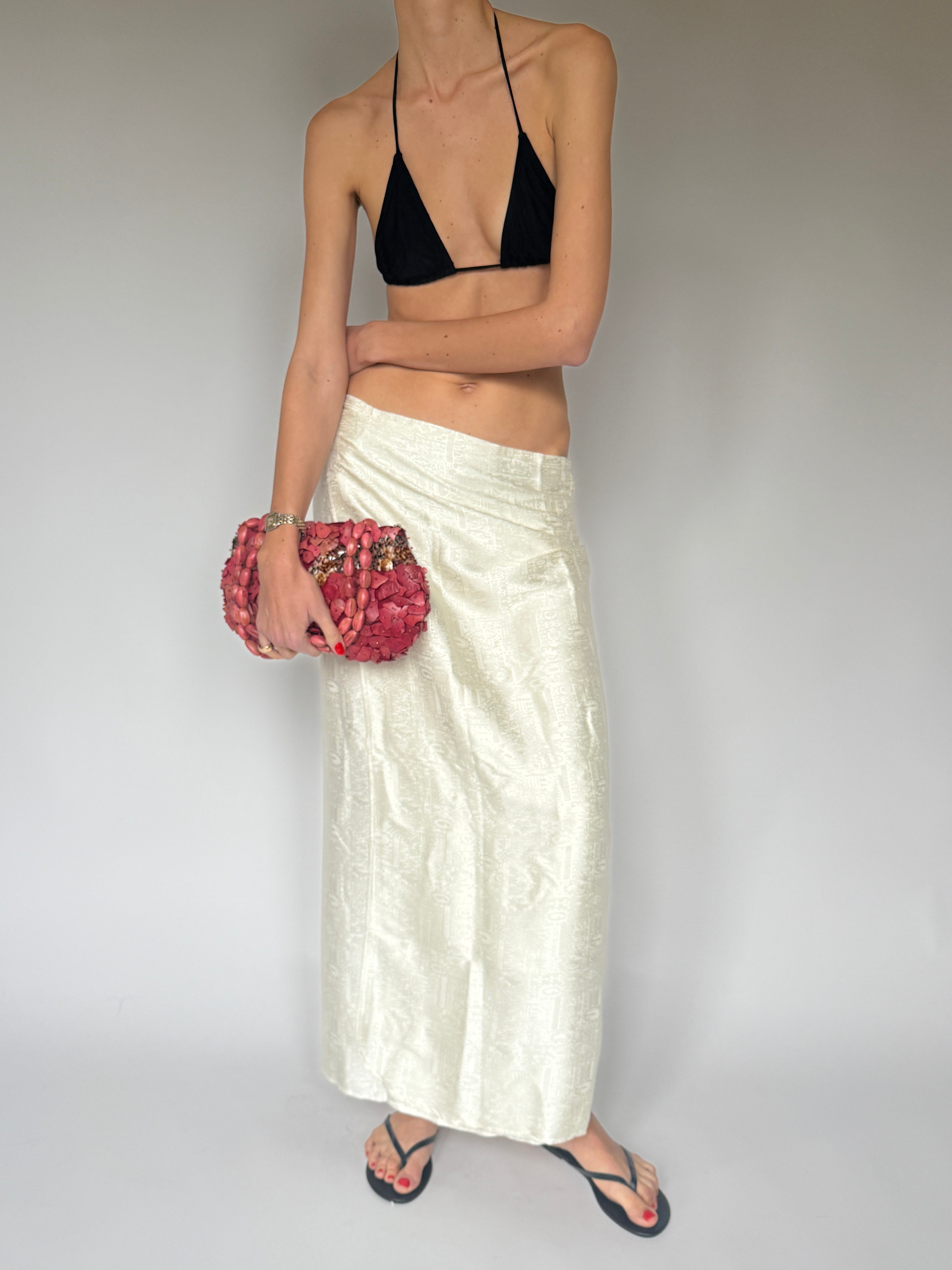 Vintage Jacquard rap Skirt Cream 7100