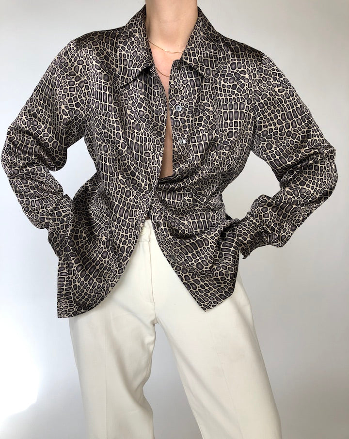 VINTAGE ANIMAL PRINTED SILK TOP 249
