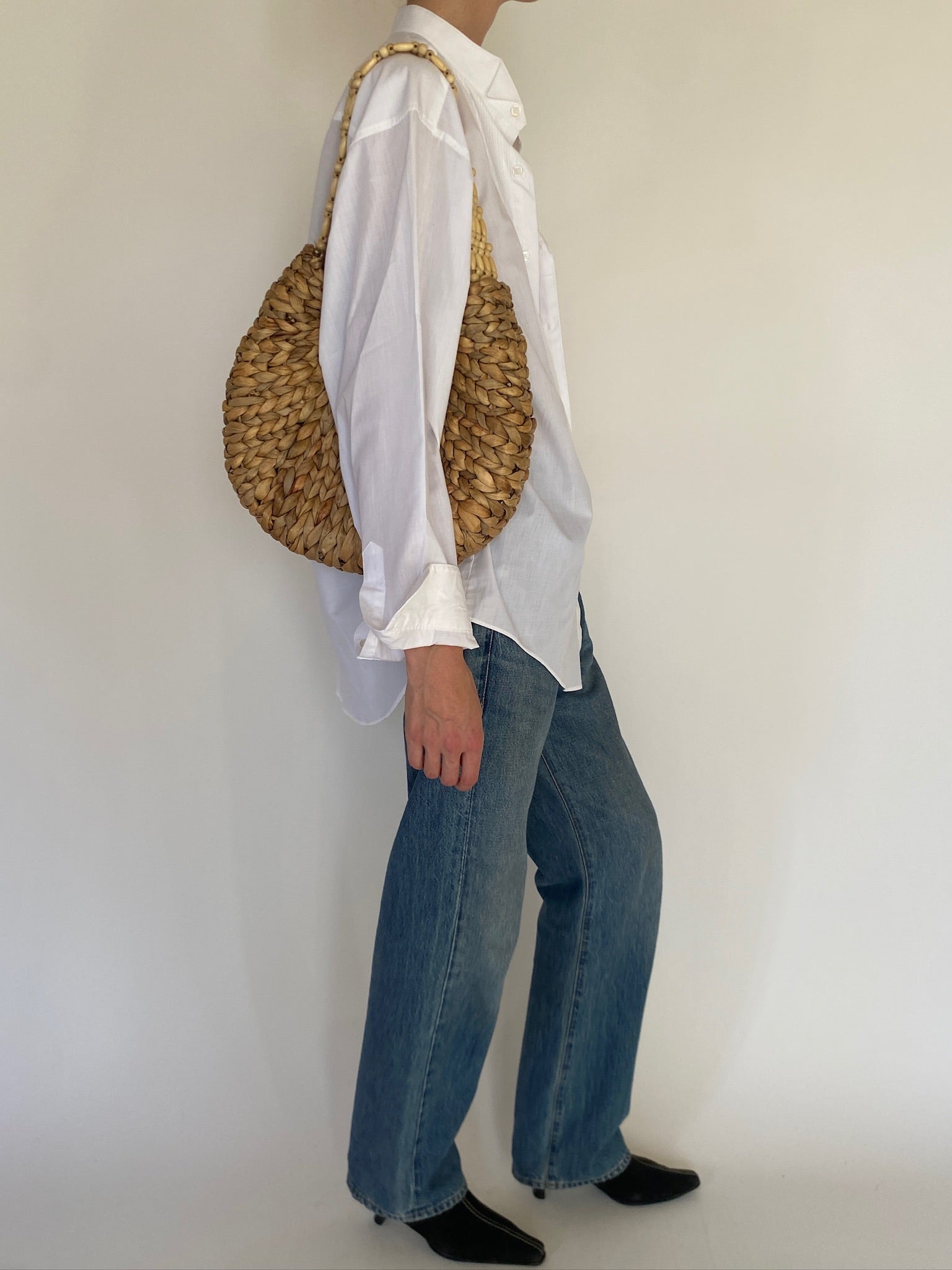 Vintage white tuxedo shirt side view