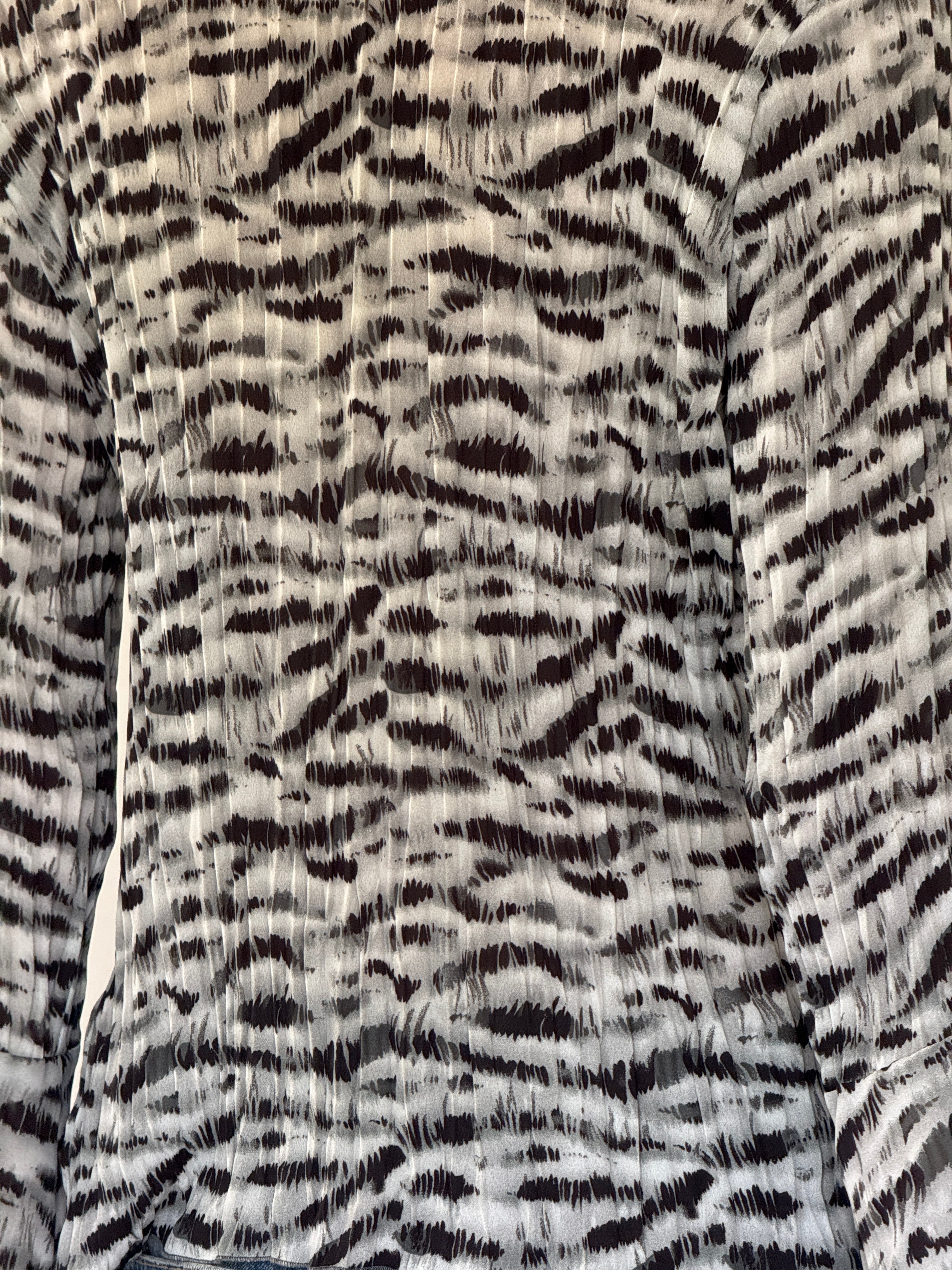 Vintage zebra print ruffle blouse back view
