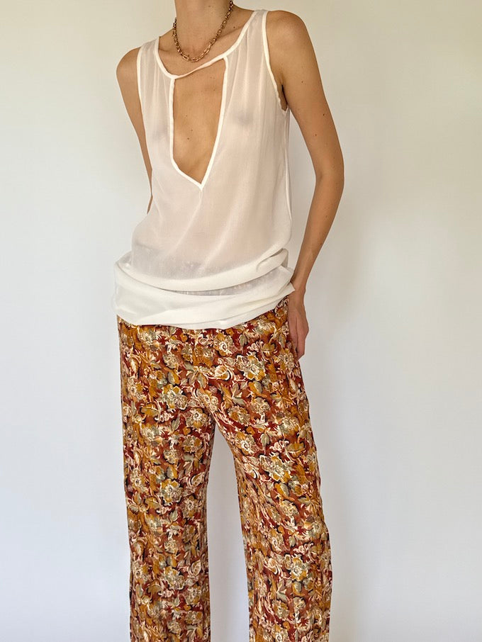 Vintage Flower Patterned Pants 3998