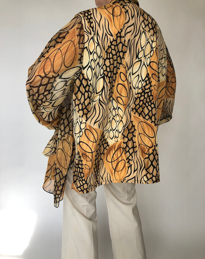 VINTAGE OVERSIZED BLOUSE IS BROWN HUES 251