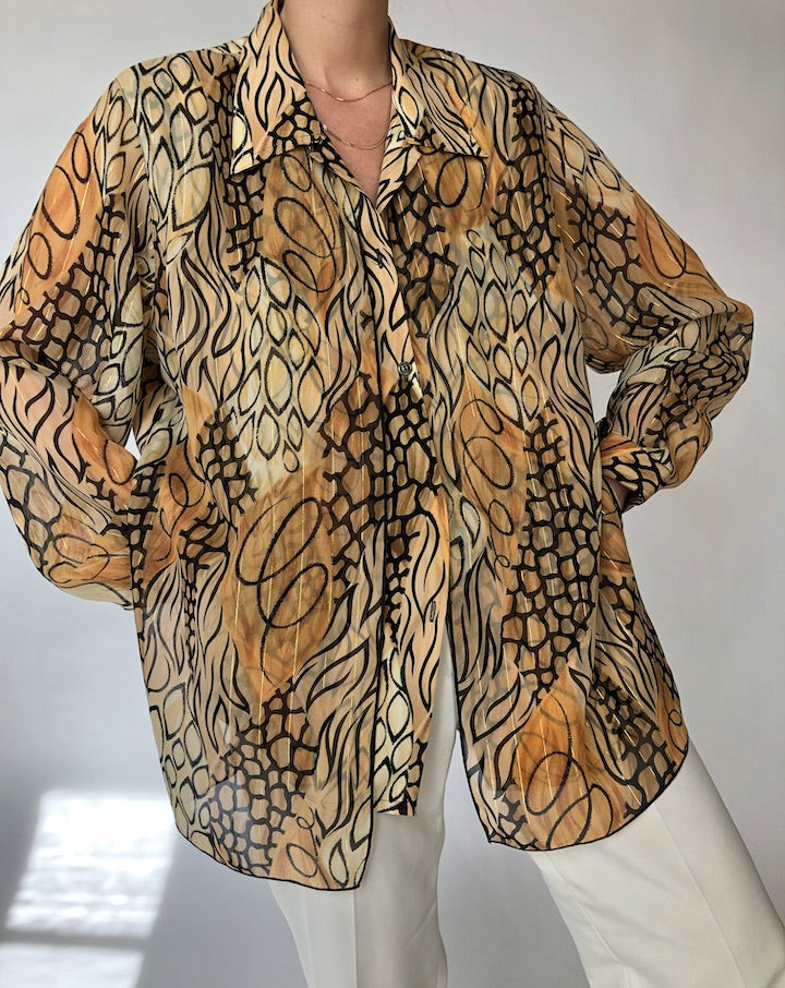 VINTAGE OVERSIZED BLOUSE IS BROWN HUES 251