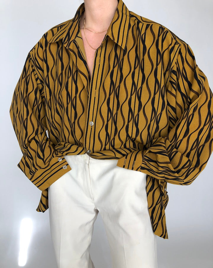 VINTAGE OVERSIZED MUSTARD/BLACK BLOUSE 252
